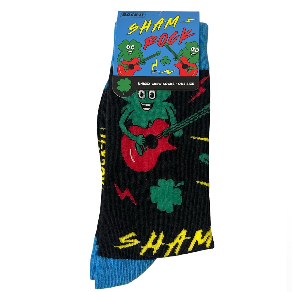 Rock It Unisex Crew Socks Sham Rock Novelty One Size